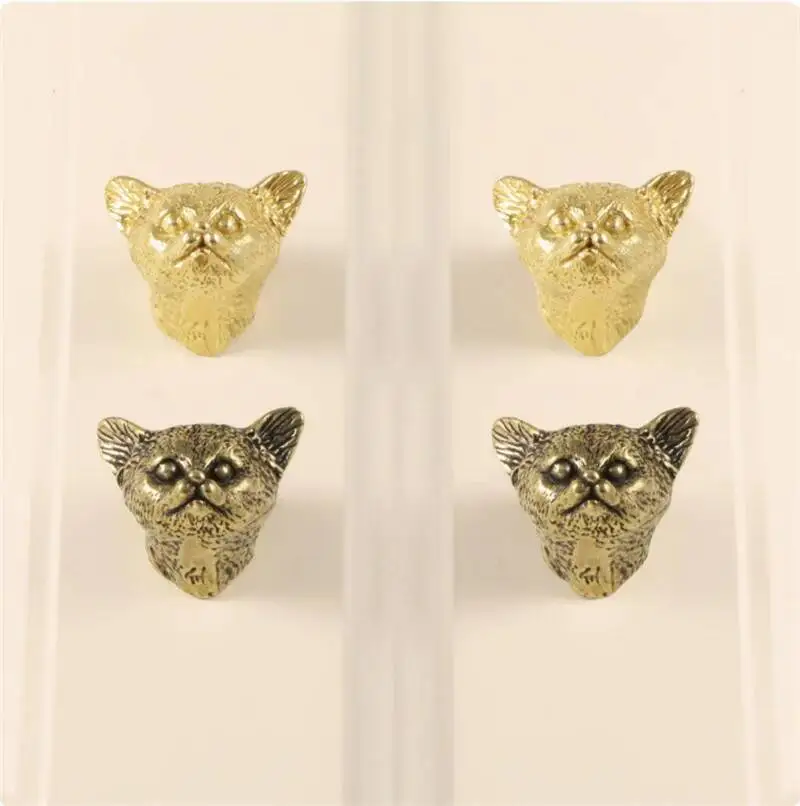 خمر القط الأثاث مقبض المقابض النحاس هريرة الحيوان مقابض للمطبخ خزانة مشروبات باب خزانة خزانة درج يسحب #6