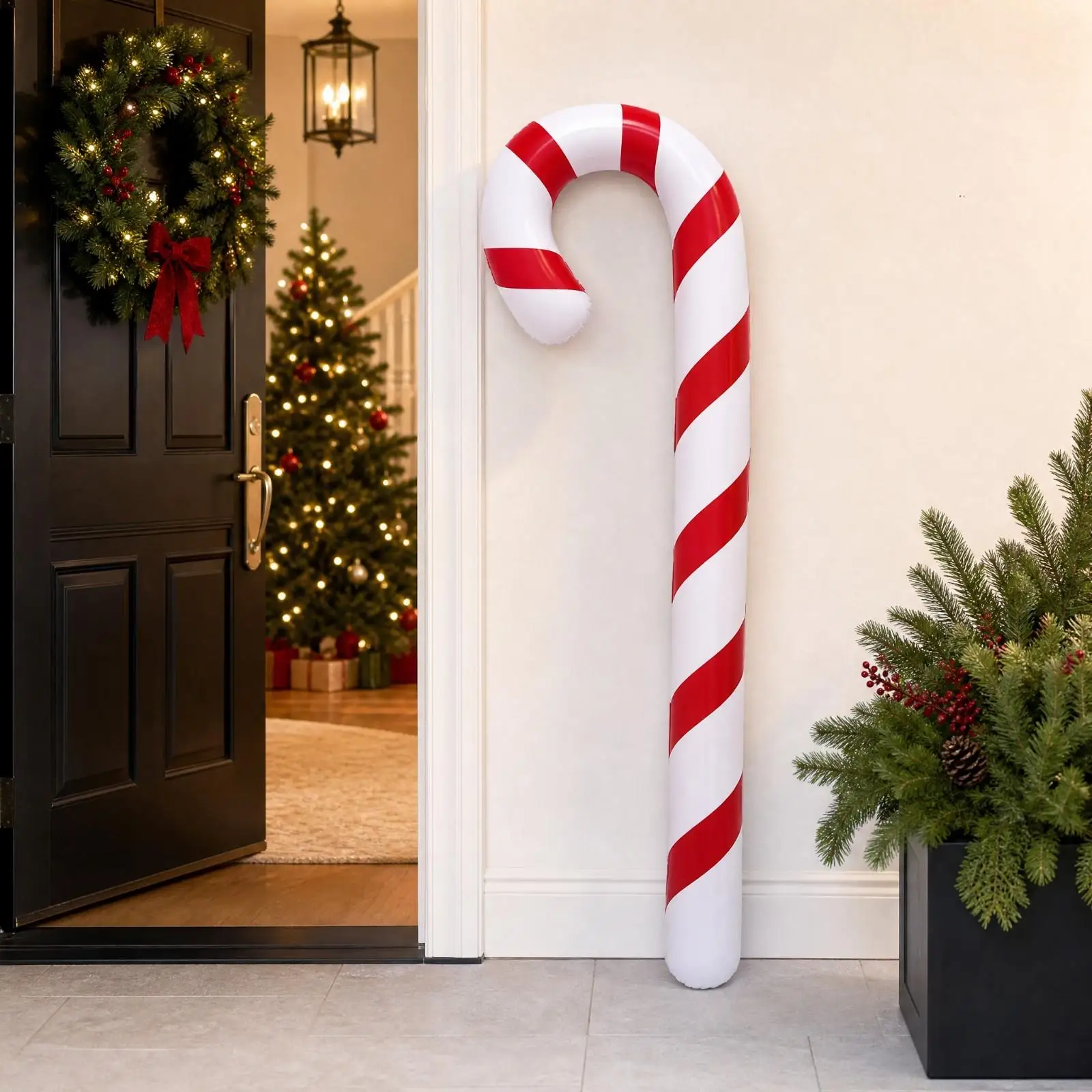Oversized Inflatable Candy Cane Christmas Outdoor Lawn Decoration Holiday Party PVC Ornament for Event Display