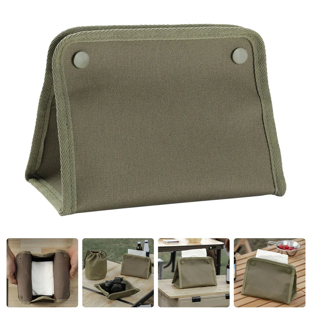 

Portable Canvas Tissue Storage Box Outdoor Napkin Holder Lightweight Desktop Tissue Case for Camping Outdoor Napkin Box