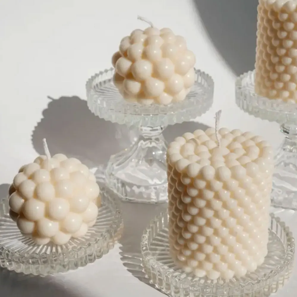 1-2pcs Bubble Pillar Ball Scent Candle Mold Simple Style Handmade Geometry Column Resin Gypsum Craft DIY Handicrafts Lover Gifts
