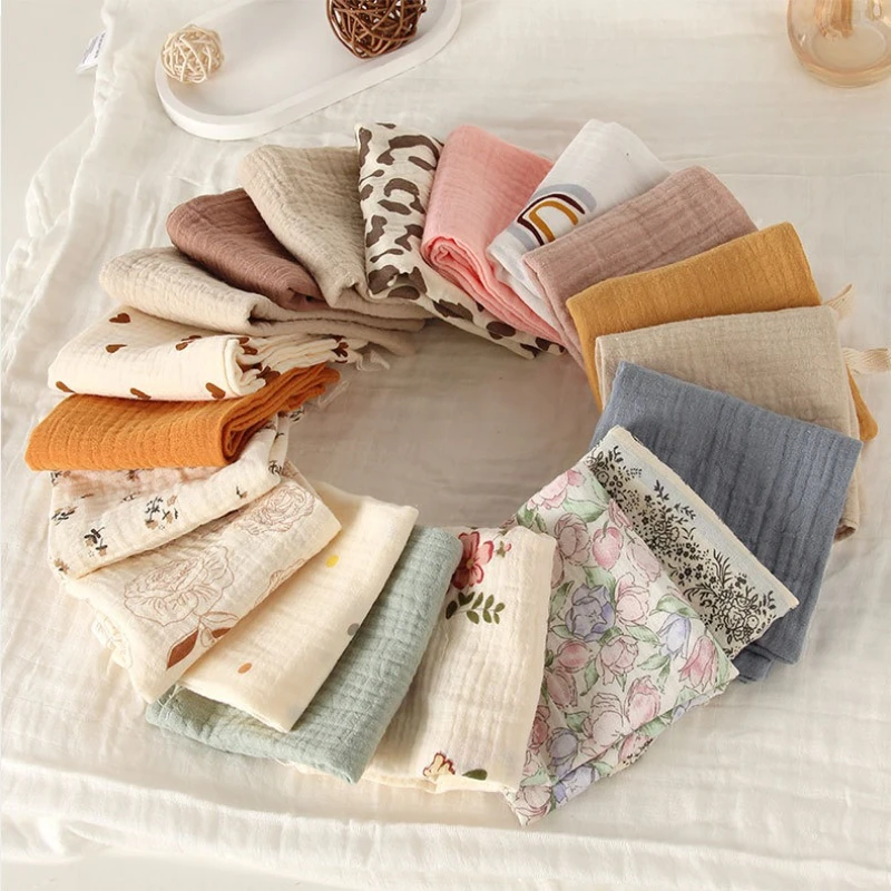 

3pcs Baby Square Towels Infants Wash Hand Face Towel Soft Absorbent Gauze Cotton Baby Wipe Face Cloths Crepe Muslin Saliva Towel