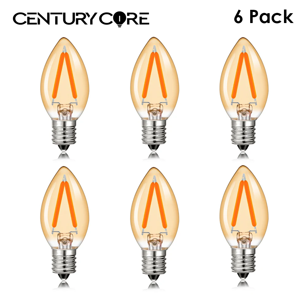 Ampoule LED Vintage E14 E12 pour Guirxiété Lumineuse 1W, Lampe à Filament Blanc Chaud, Pendentif, Décoration de Noël, Maison