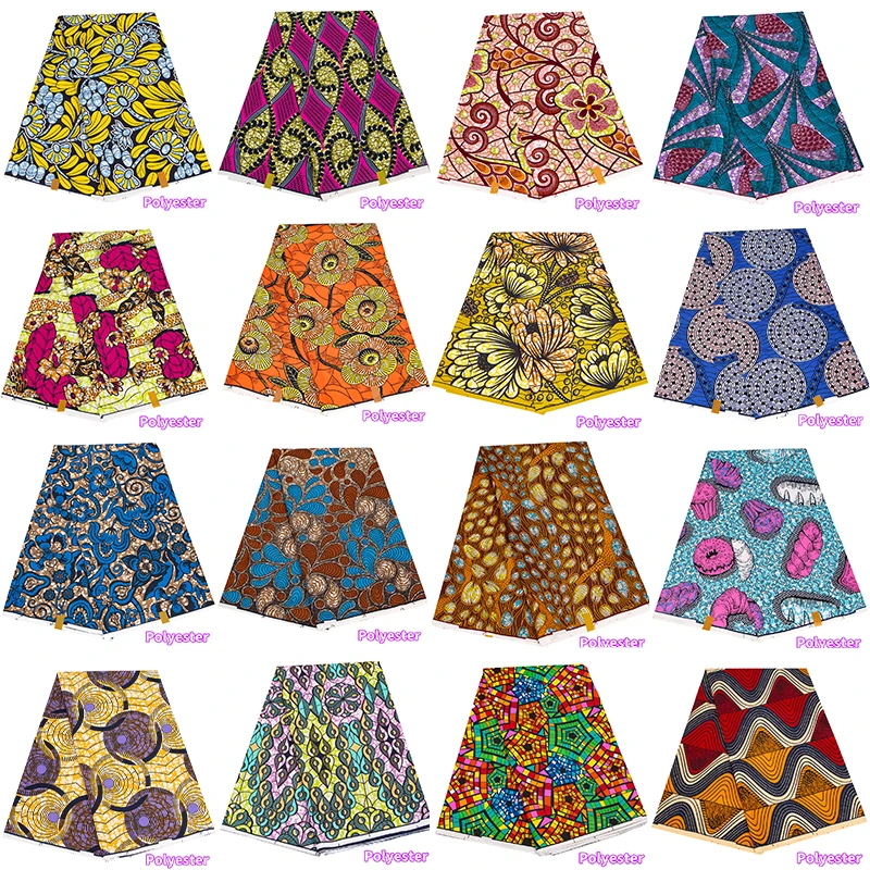 XIAOHUAGUA African Fabric Ankara Polyester Farbic For Sewing Wax Print Clothe By the Yard Designer