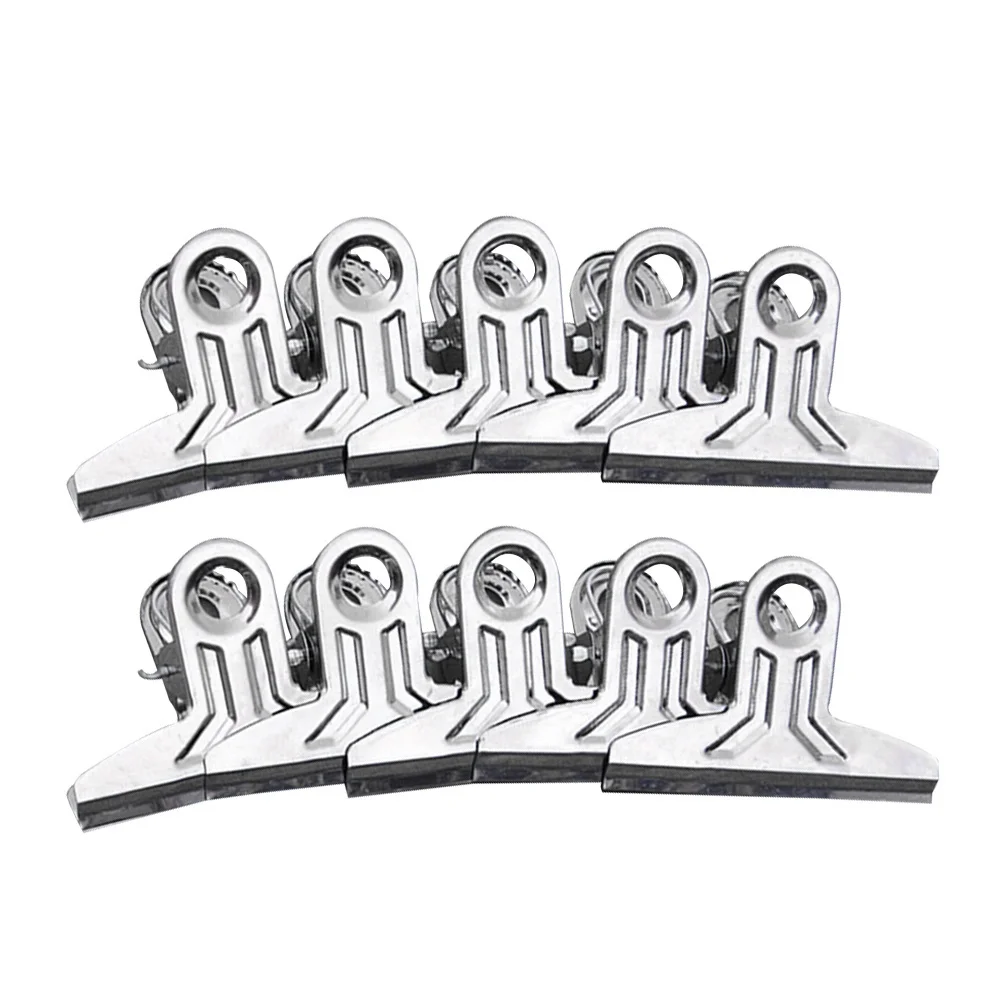 

10Pcs Bag Clips Stainless Steel Strong Grip Sealing Clips for Snack Food Packaging Moisture Proof Freshness Retention Tool