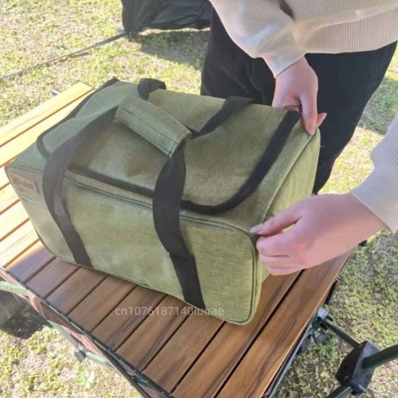 Outdoor Camping Bag 26L Folding Gas Tank Storage Bag Picnic Cookware Container Camping Supplies Adjustable Partition