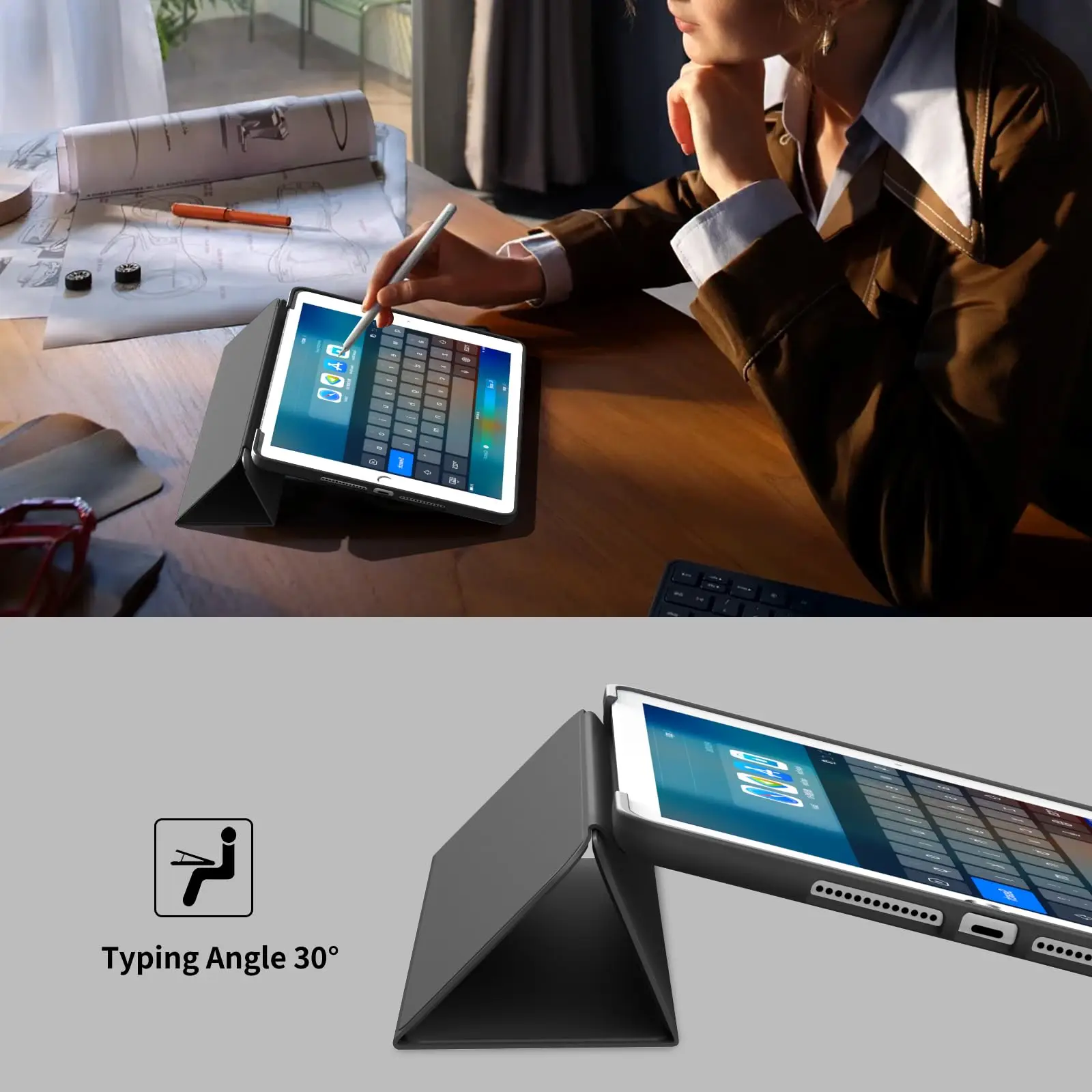 For iPad 10.2 7th 8th 9th GenerationSoft Silicone Case For Apple iPad 7 8 9 2019 2020 2021 PU Leather Flip Smart Cover