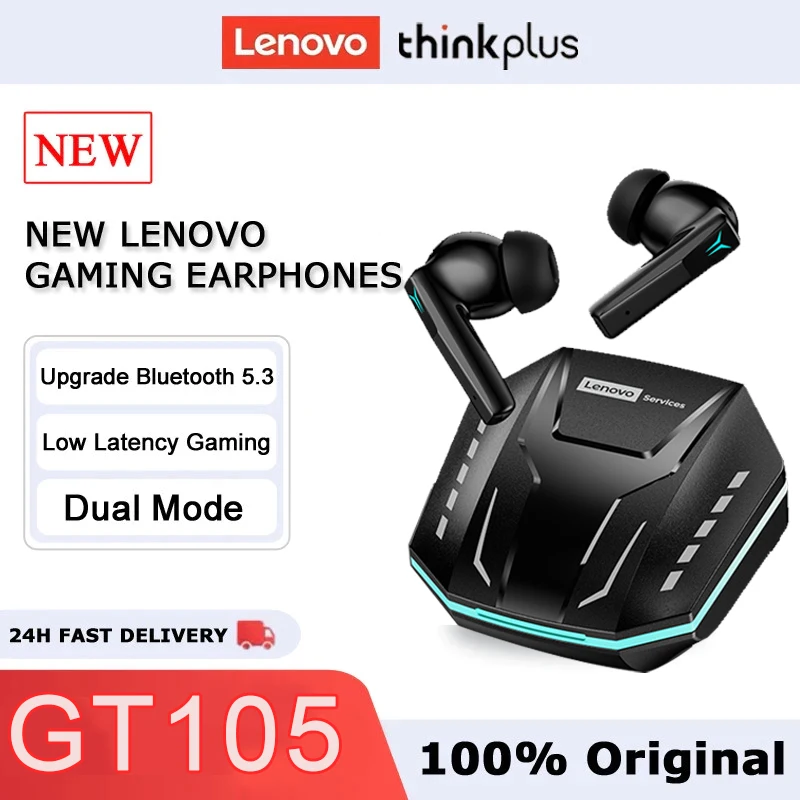 Lenovo gt100 verdadeiro bluetooth 6.0 fones de ouvido esports jogos sem fio baixa latência alta fidelidade som música longa resistência