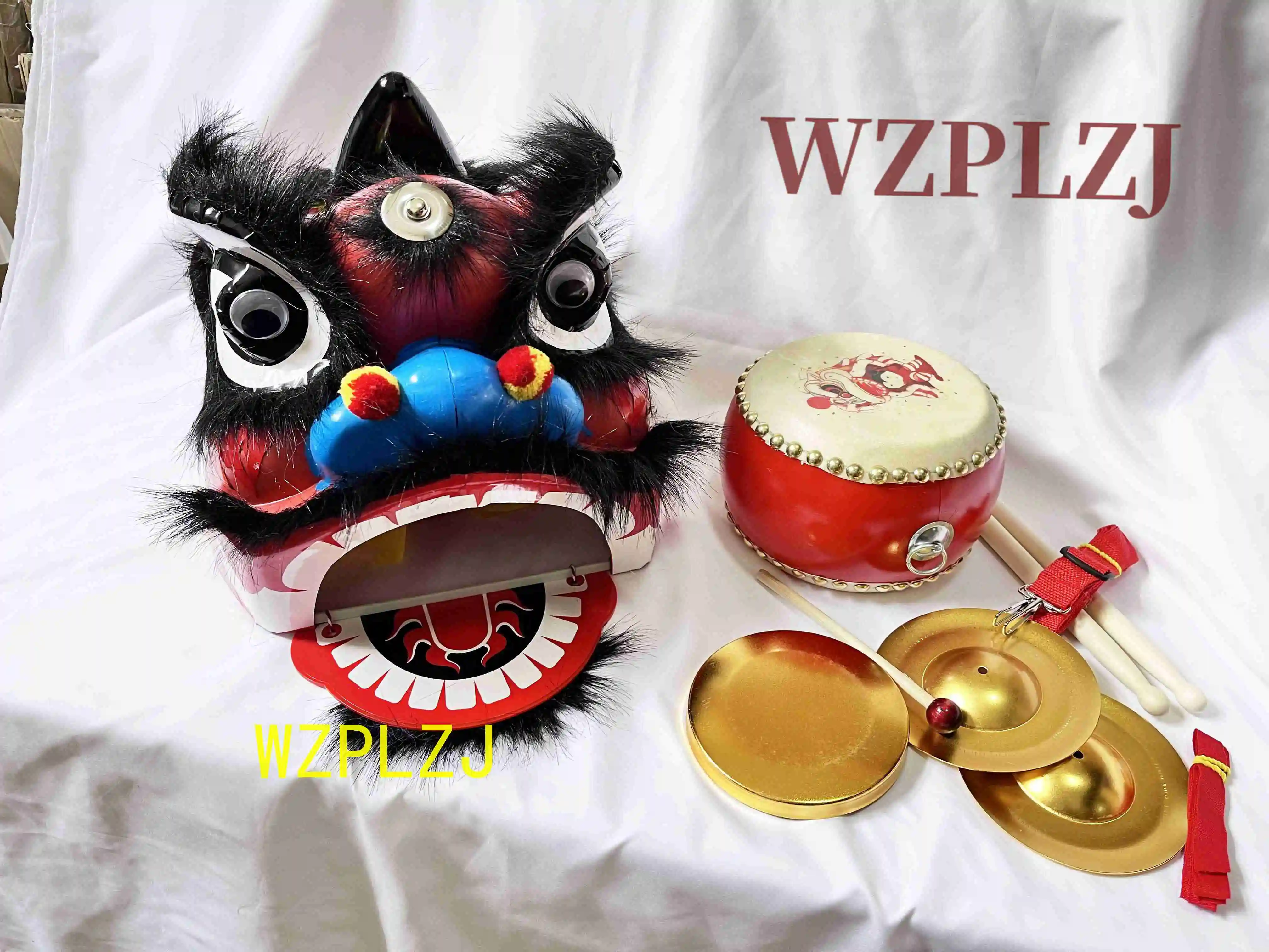 14 inch Lion Dance Costume Cartoon Drum Gong cymbals 5-9 age Boy Girl Child Party Performance Sport Outdoor Parade Stage Mascot