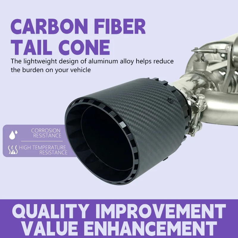

Install a stylish and elegant sports exhaust pipe for your car. The exhaust pipe is made of carbon fiber.