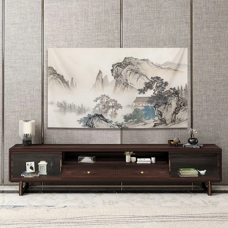 

Chinese Ink Painting Style TV Cover, Wall-Mounted Dust-Proof Fabric LCD LED Screens Decor Protection for 32″43″42″50″55″65 Inch