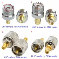 2 unids/lote PL259 SO239 UHF PL-259 SO-239 a SMA macho hembra conector recto UHF a SMA macho hembra RF coaxial latón niquelado