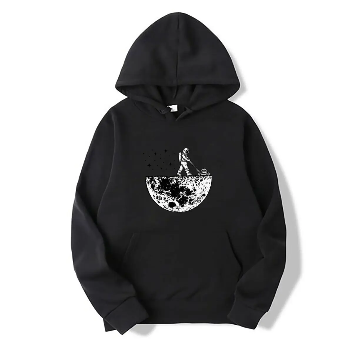 Astronaut Mowing Moon Surface Cosmic Space Illustration Autumn and winter new men's and women's hooded sweatshirts