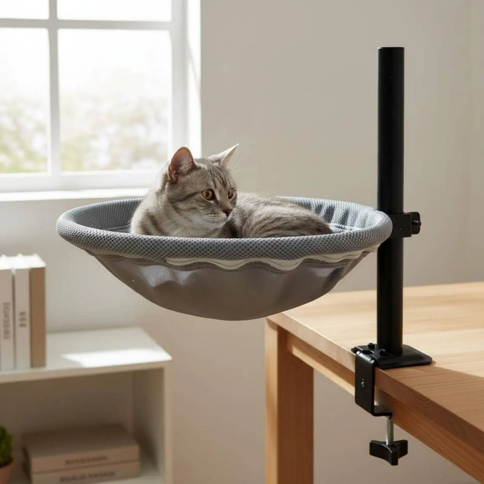 

Desk Clamp Cat Cat Perch 360° Rotating Cat Desk Bed Year-Round Use Sturdy Support for Students