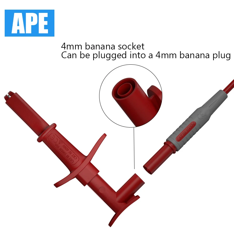 2pcs Alligator clip test probe hook Quick Test Professional Insulated 4mm Banana Socket