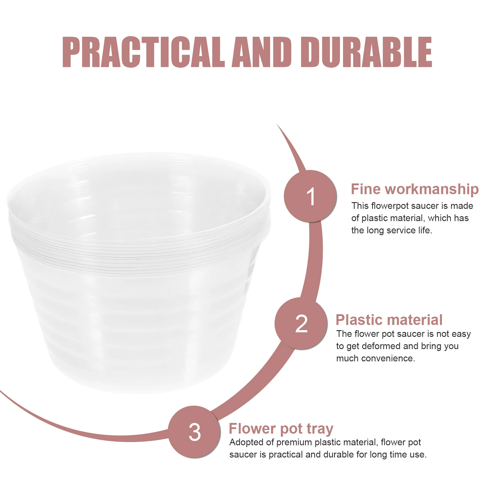 

12pcs Plastic Plant Pot Saucers Waterproof Shell Drip Tray Clear Planter Balcony Flowerpot Supplies Indoor Outdoor Storage