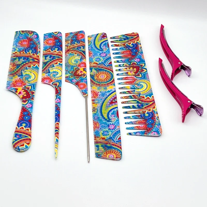 مشط الكتابة على الجدران مع مقياس صالون الحلاقة أمشاط قص الشعر تصفيف الشعر المهنية فرشاة الشعر أدوات تصفيف صالون الشعر