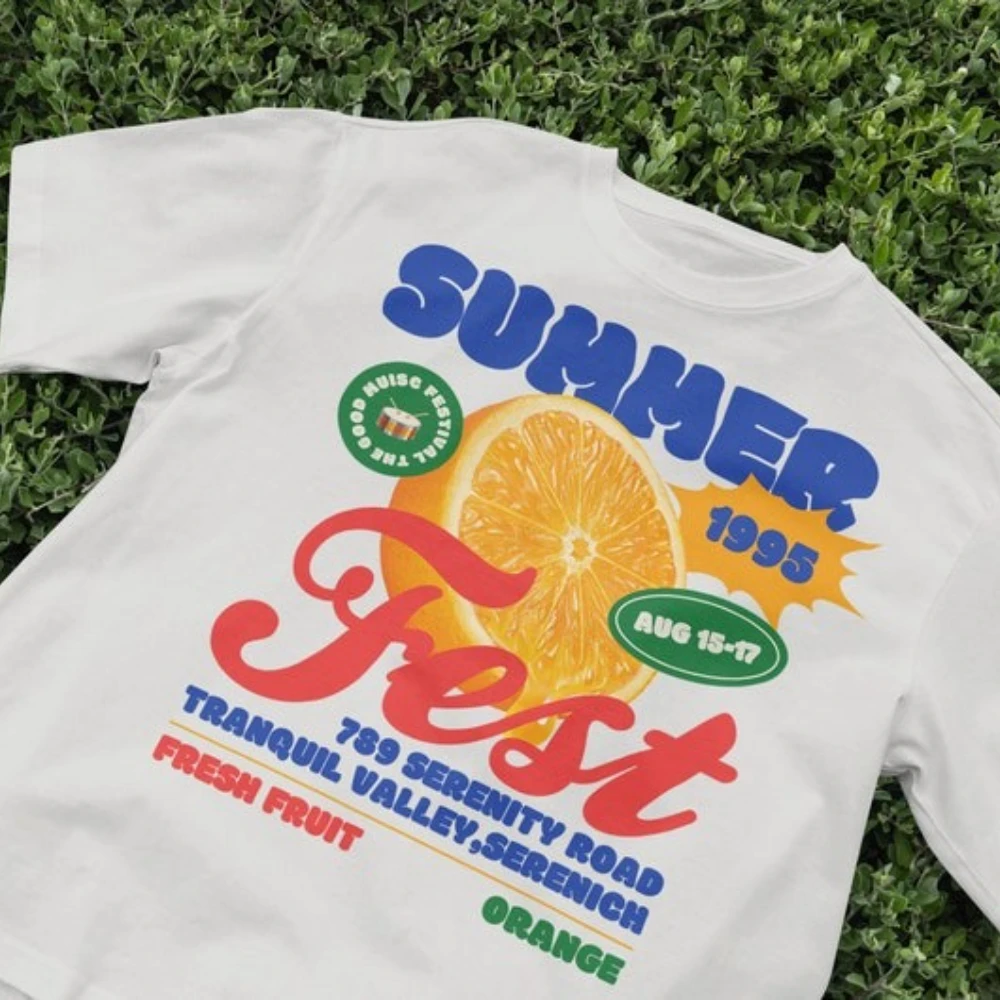 T-Shirt de fête d'été rétro, mignon, fruits tropicaux, Design esthétique, chemise d'art Pop, Style Harajuku Y2K Kawaii, hauts décontractés pour femmes