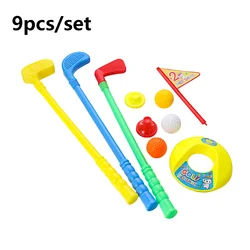 9PCS/Set Golf Set Kids Children Indoor Outdoor Multicolor Ball Golf Ball Bar Hole Game Kit Practice Toy Supplies Sports Equipmen