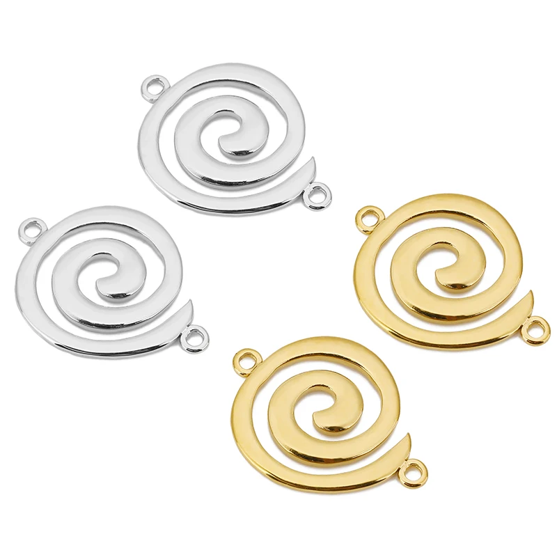 5pcs Stainless Steel Gold Snail Double Hole Vortex Charms Connectors for Bracelets Earrings Jewelry Making Accessories Supplies