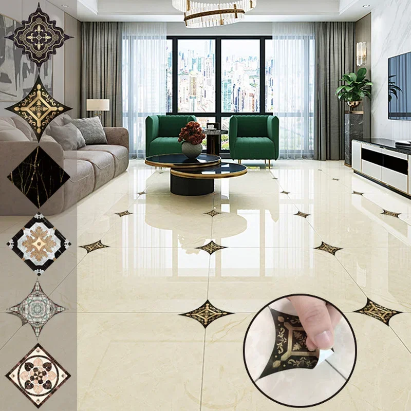 21pcs Removable Floor Sticker Tile Diagonal PVC Ceramic Stickers Living Room Bathroom Sticker Self Adhesive Home Decoration