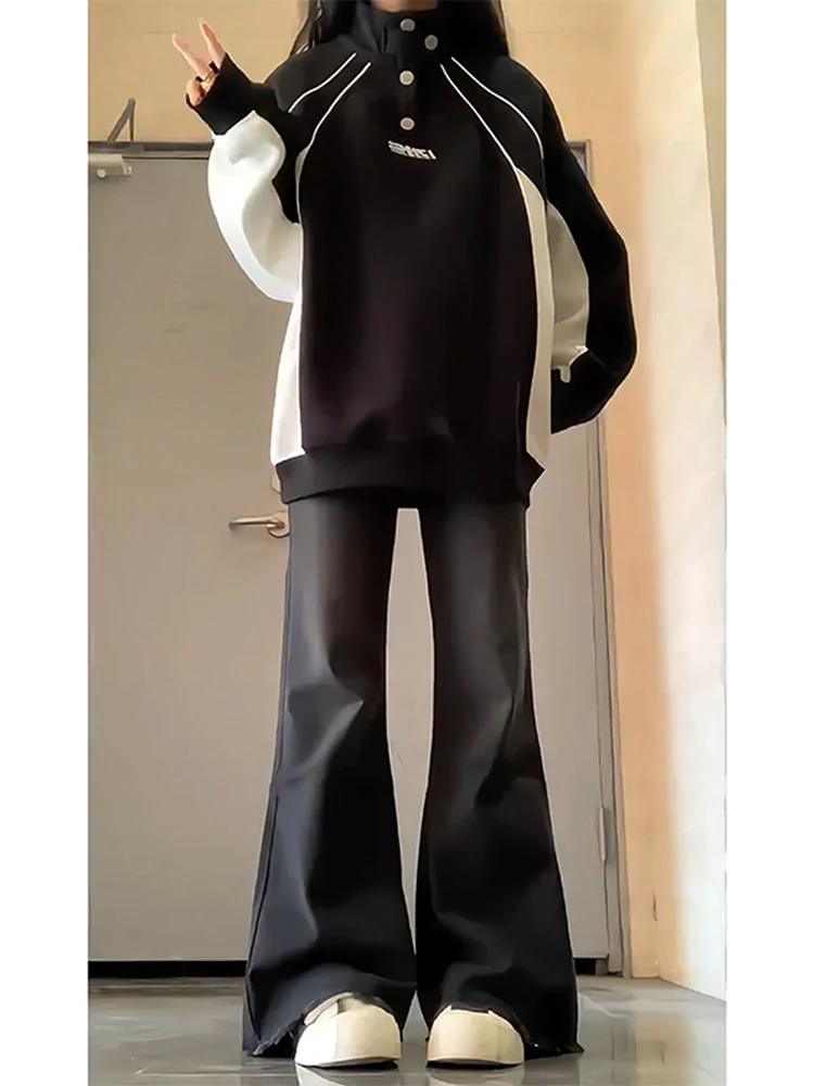 

American Color Blo Stand Collar Sweatirt for Men Youth Faion Outerwear Casual Long Sve T-irt Sle Spring Autumn