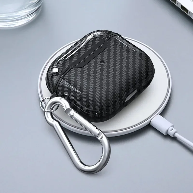 Apple Airpods用カーボンファイバーケース,2024世代イヤホン用保護ケース,Pro 1, 2, 3,4,