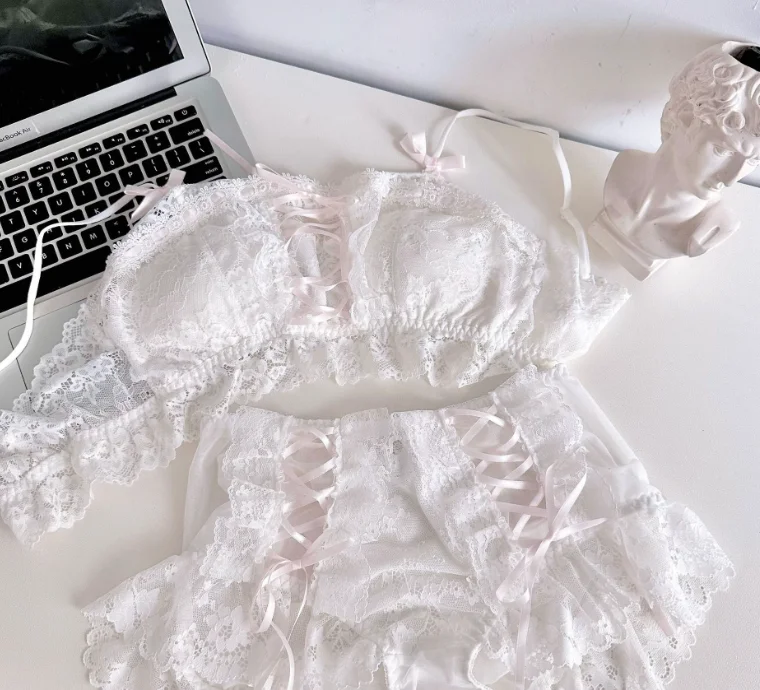 عالية الخصر البطن التحكم سراويل داخلية نسائية من الدانتيل للنساء Strappy الحبيب حمالة مجموعة الملابس الداخلية خفيفة الوزن لطيف الملابس الداخلية الصدرية دعوى #5