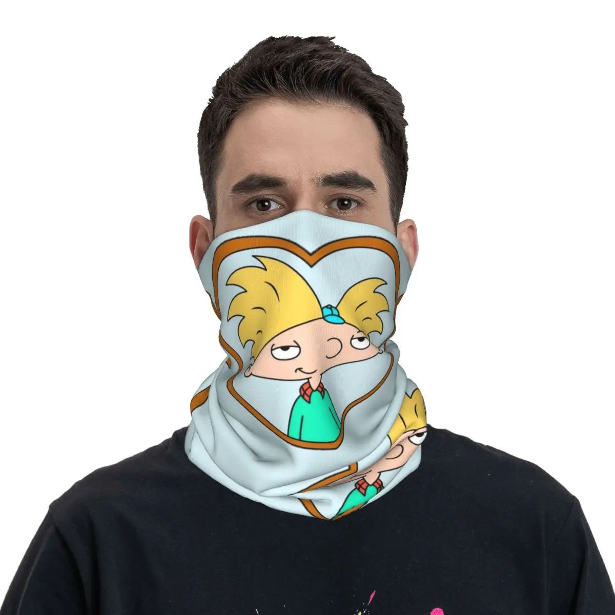 2023 Hey Arnold Cartoon Bandana Accessories Neck Gaiter Printed Heart Arnold Wrap Scarf Multifunctional Scarf Hiking Windproof