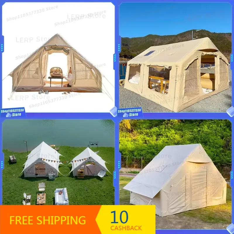 Oxford Fabric One Bedroom Camping Tent Instant Blow up Quick Opening Waterproof 3000mm Four-Season 3-4 Person Outdoor Events