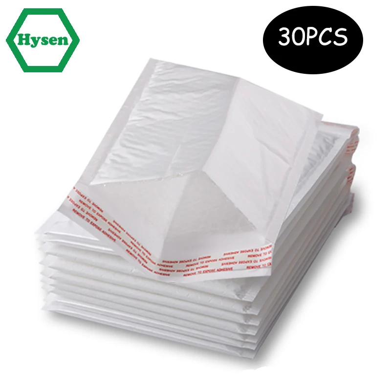 Hysen 30Pcs Weiß Poly Blase Mailer Breite Verwendung für Handy Kosmetik Opak Selbst Wasserdichte Taschen Blase Lieferung Tasche