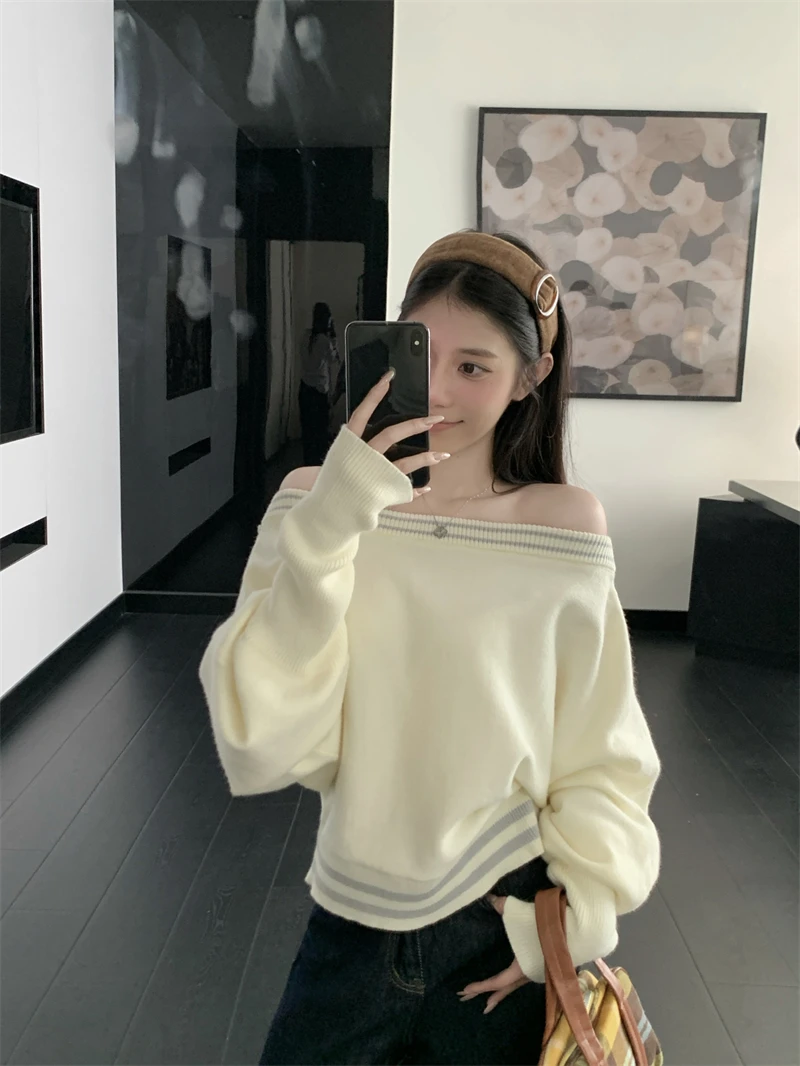 

Свободный удобный вязаный свитер с бантом, женский осенне-зимний длинный свек Sweet Sle, повседневный утягивающий модный топ для девочек