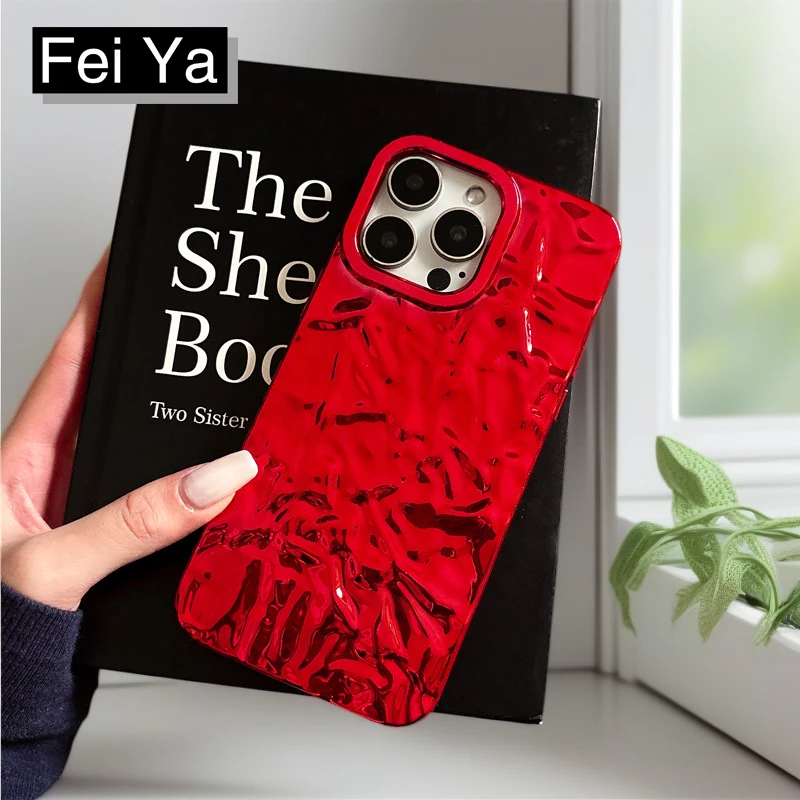 Luxury Fashion Lucky red tin foil electroplated Phone Case for iphone 16 15 14 13 11 12 Pro Max 16Pro 14ProMax Shockproof Cover