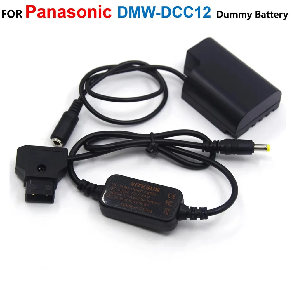 

D-TAP Dtap 12-24V Power Step-Down Cable+DMW-DCC12 DC Coupler BLF19 Fake Battery For Panasonic Lumix DMC-GH5 G9LGK GH3 GH4 GH4K