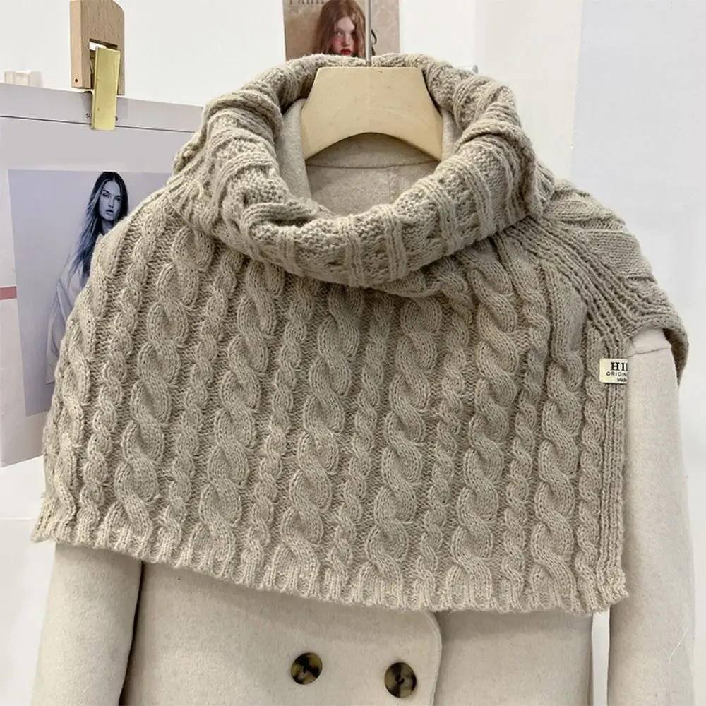 Fashion Solid Color High Collar Shawl Twist Warm Shawl Wraps Scarf Accessories Korean Style Scarves Knitted Shawl Girl