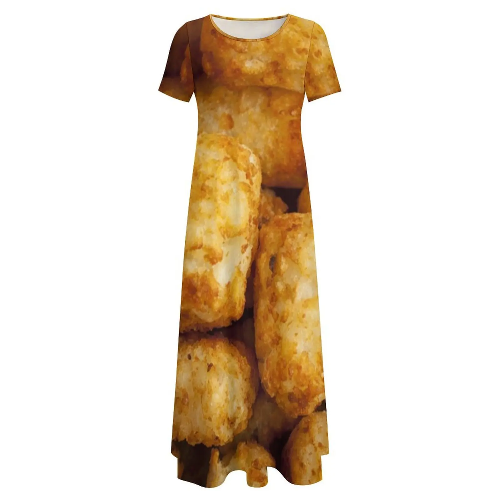 Robe de Soirée à Manches Courtes et Col Rond pour Femme