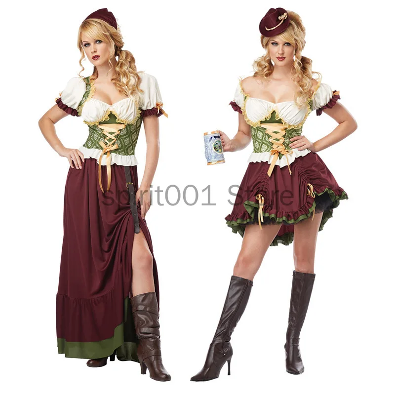 Womens Bavarian Oktoberfest 2 Piece Sets Halloween Cosplay Costumes Ladies Sexy Carnival Party Uniforms Performance Clothing