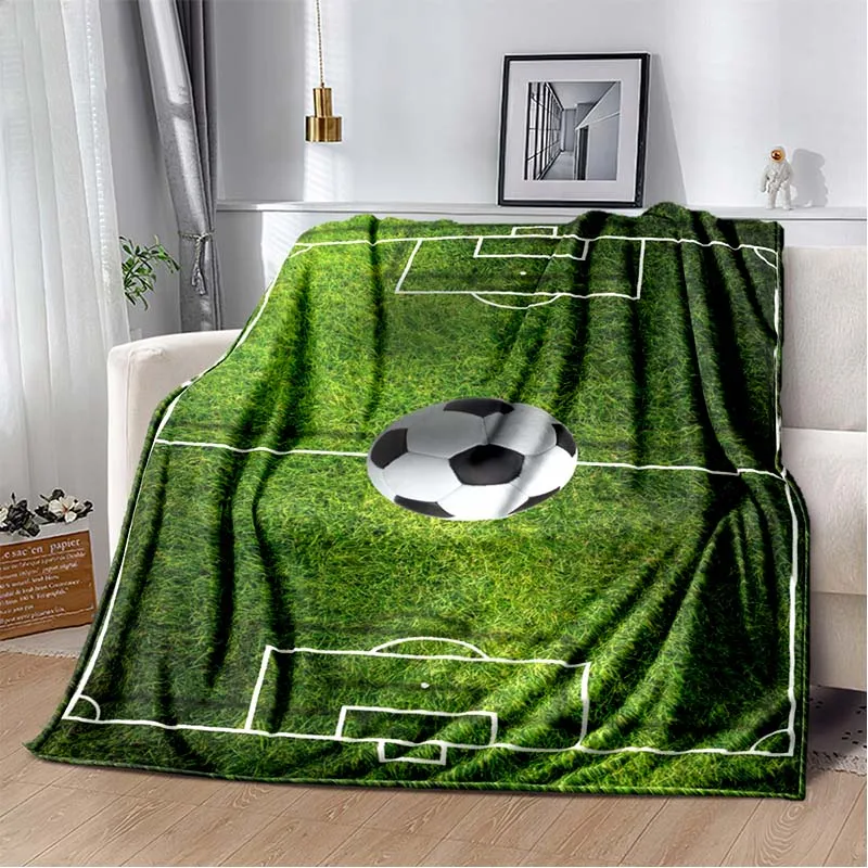 

HD football field sports style printed blanket sofa bed hotel office warm flannel blanket portable picnic outdoor blanket