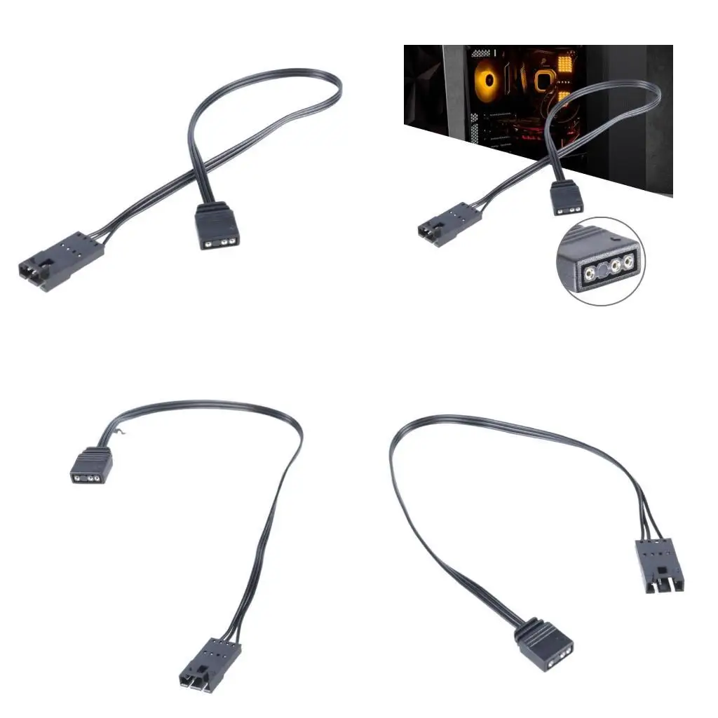 

31BA Flexible LED Lighting Extension Cord 4Pin 3Pin Male to Female Cord for Computer