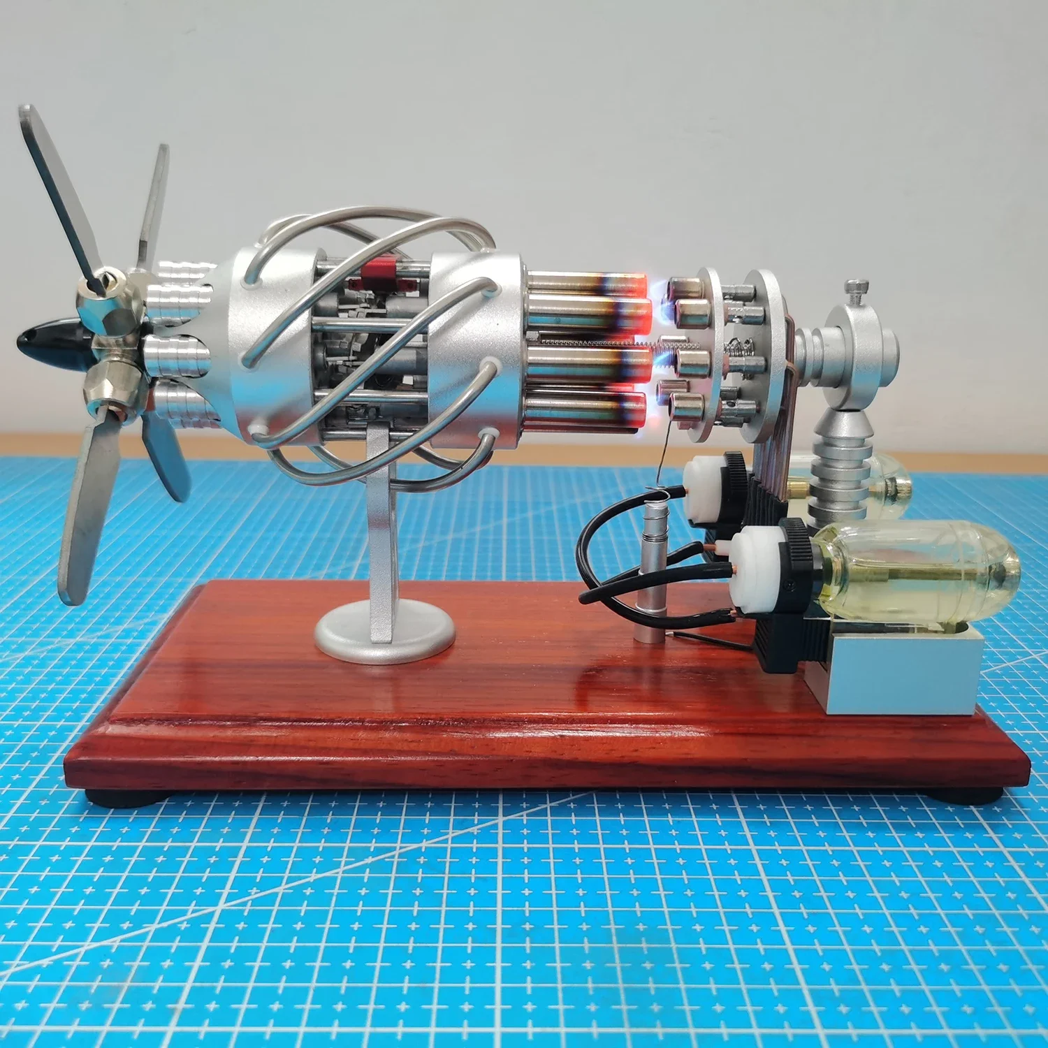 Hot Air 16 Cylinder Stirling Engine Model Double Gas Tank Stainless Steel Swash Plate Engine Physics Puzzle Science Gift Toy