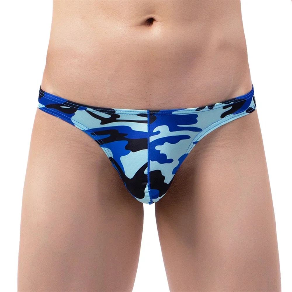 

4PCS/Pack Men's Sexy Low Rise T-back Briefs Camouflage Bikini Thongs Underpants Breathable Soft Comfortable G-strings Underwear