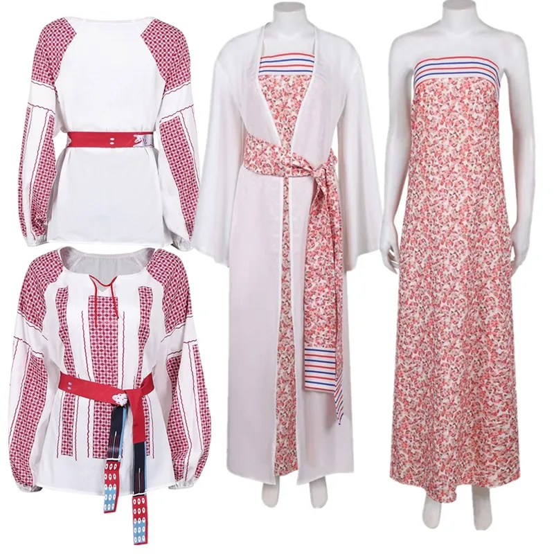 

Anni-Frid Косплей Synni Lyngstad Ретро рубашка костюм для взрослых женщин платье с цветочным принтом пальто с поясом наряды Хэллоуин карнавальный костюм для вечеринки