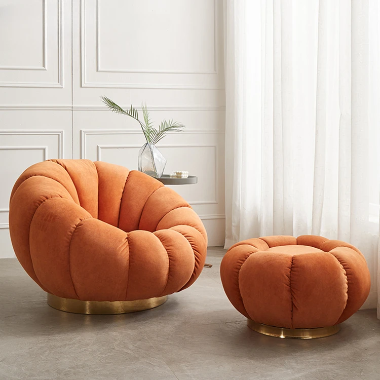 WISEMAX FURNITURE Teddy fabric living room furniture Cozy Pumpkin Shape Sofa Chairs Living Room Velvet  Kids/Children