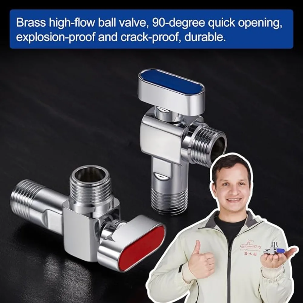 المياه الساخنة والباردة تدفق كبير وقف المياه صمامات النحاس مع مقبض الحمام بالوعة المطبخ صمام التوقف G1/2 "متين