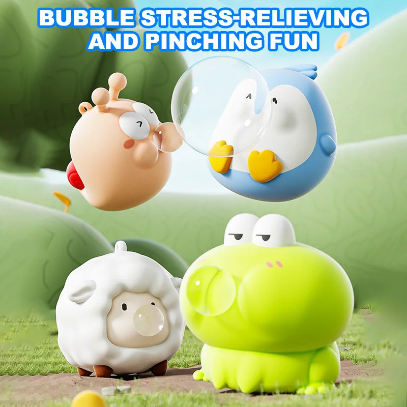 Lindo Animal escupir burbujas Squish juguete para apretar ansiedad alivio del estrés sensorial juguetes antiestrés para adultos cumpleaños regalo de Navidad