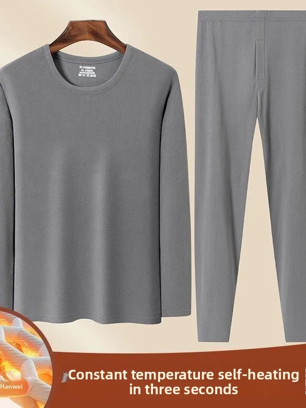 

Мужской комплект термобелья с самонагревом, утолщенный, базовый слой Dervo, быстрый нагрев, длинный рукав, длинные брюки, полиэстер