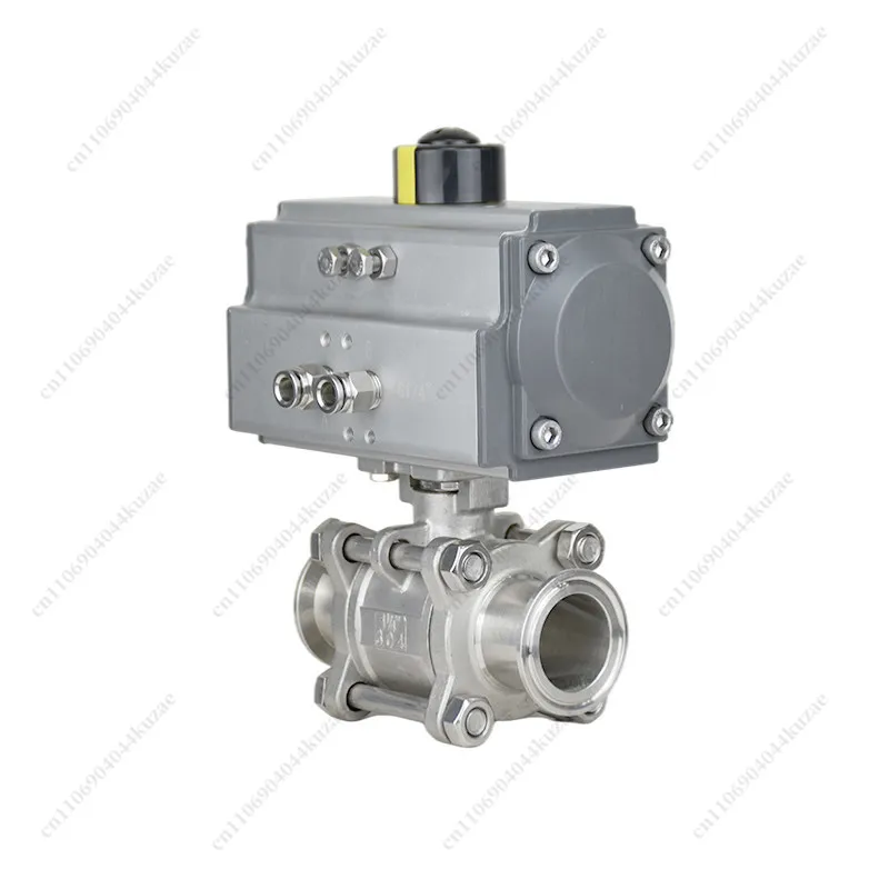 304 Stainless Steel Pneumatic Quick-install Ball Valve Q681F-16P, 3-piece Clamp Type Shut-off Valve