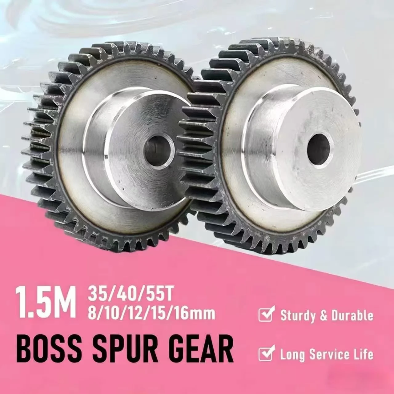 Engrenage droit 1,5M 35T 40T 55T, hauteur du trou de processus 15mm 45 #   Engrenage moteur en acier Sable Drive adapté à divers moteurs