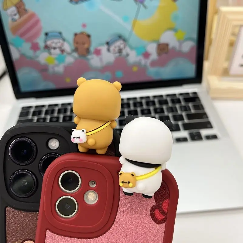 2 Pcs New Panda Bubu And Yier Toy Doll Cute Cartoon Panda Bear Doll Mobile Phone Display Screen Decorative Doll Couple Gifts