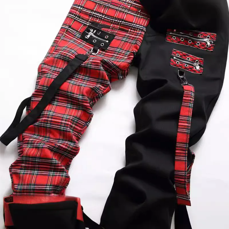 Jeans Heren Nieuwe Jarretel Kleurblokkering Slim Fit Hiphop Persoonlijkheid Grappig Ontwerp voor Heren Denim