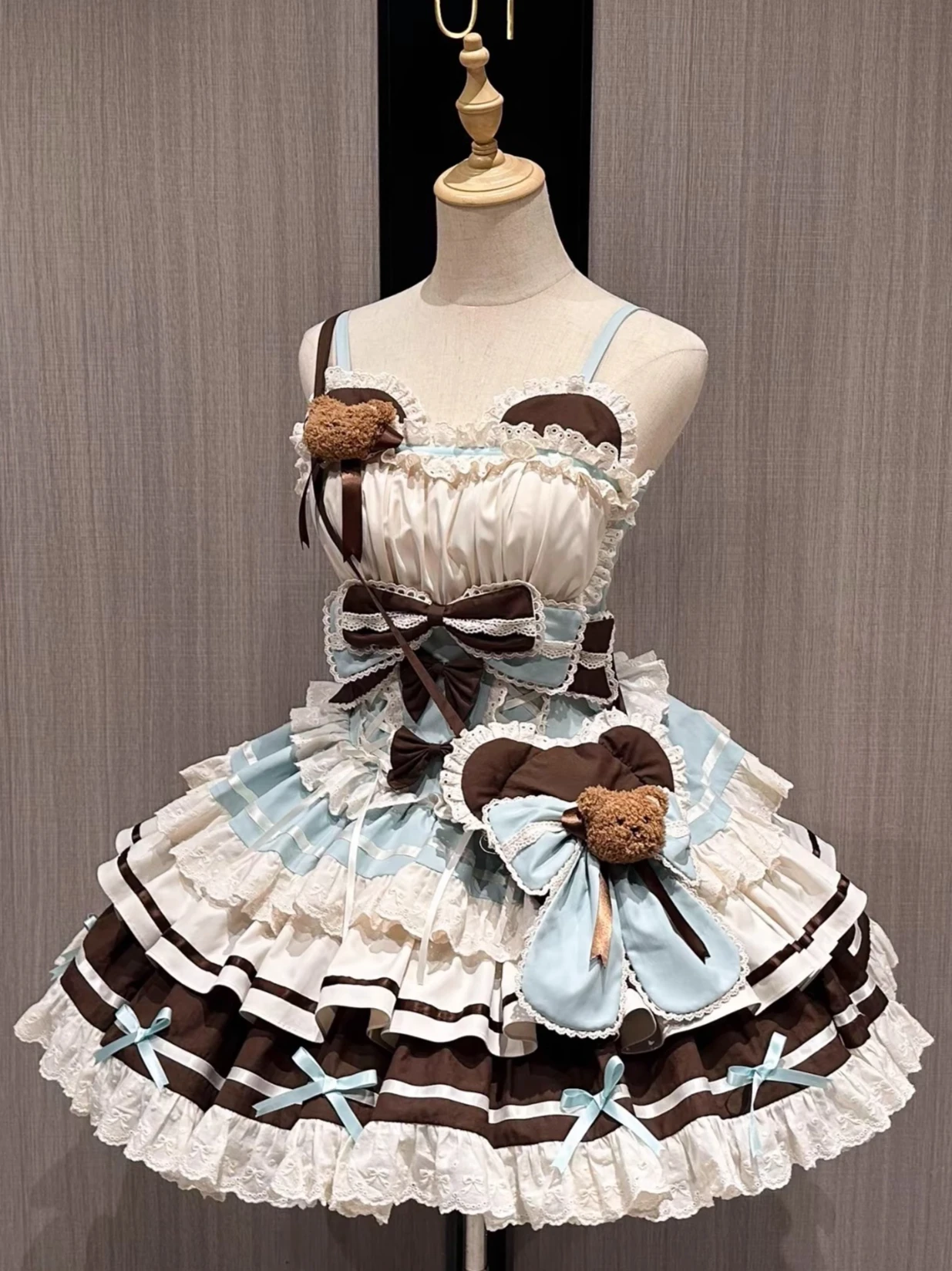 Słodka Japońska Sukienka Lolita Kawaii Damska Y2k Retro Koronkowa Kokarda Falbana Tortowa Sukienka Harajuku Elegancka Damska Wyszczuplająca Szykowna Letnia